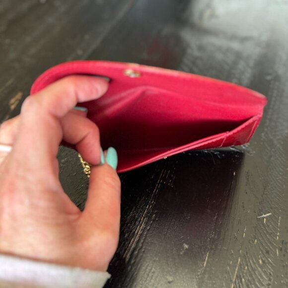 LOUIS VUITTON Vernis Envelope Plate Pouch Framboise Pink Gold Enamel Charms Card - Picture 3 of 6